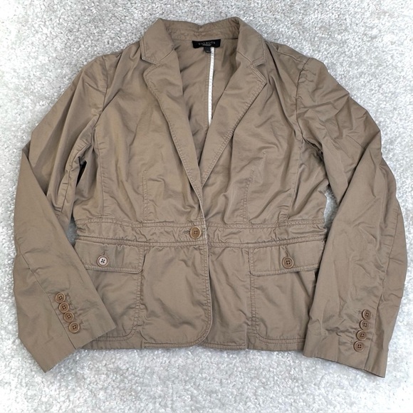 Talbots Utility Jacket Blazer. Business Casual Travel Khaki Tan. 14 - Picture 7 of 7